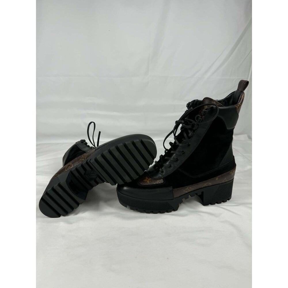 Women's Size 10 US Louis Vuitton Monogram Laureate Platform Desert Boots 366480 - Picture 2 of 8